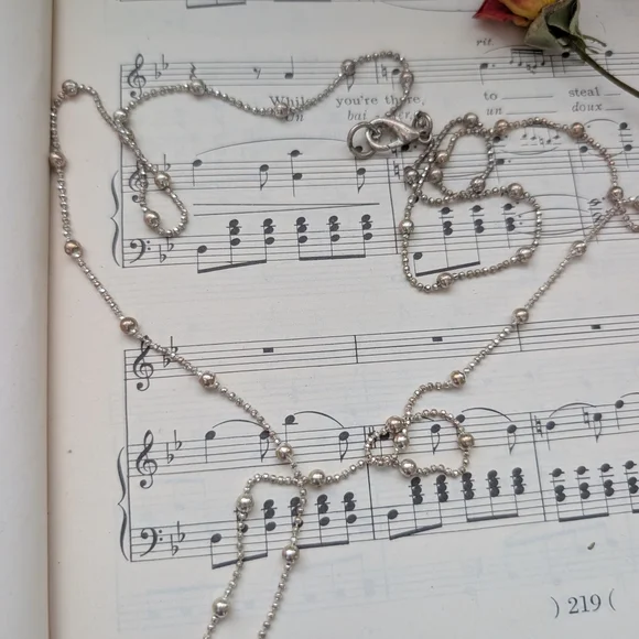 Classic Silvertone Beaded Long Necklace - Women Jewelry - Picture 7 of 7